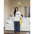 ZHIZOU Women's Blue Striped Baggy Wide Leg Jeans