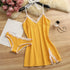 Cotton Lace Suspender Nightdress Set for Women