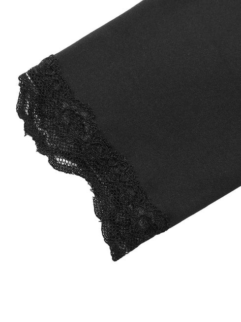 New Women´s Crop Tops, Long Sleeve Solid Color Jagged V Neck Lace Hem Button Down Slim Fit Shirt