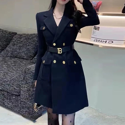 Double Breasted Blazer Dress with Belt