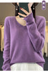 100% Merino Wool V-Neck Pullover Sweater for Women