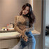 Women’s Leopard Print Turtleneck Long Sleeve Top