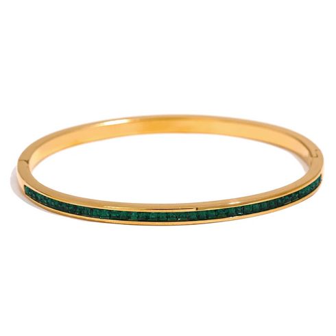 Two Shape Round Square Colourful Zirconia Bracelet Bangle