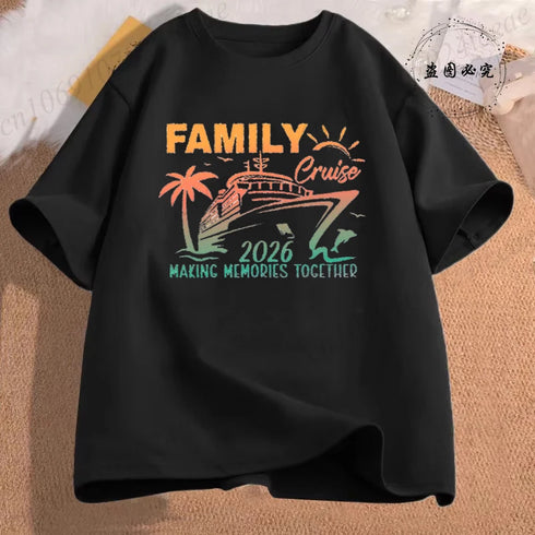 Bestie Vacation T-Shirts Personalized Family Cruise 2026 Matching Shirts Casual Short Sleeve Tees for Family Group Matching Tops