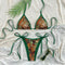 Green Border Leopard Print Bikini Swimsuit