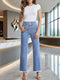 Light Blue High Waist Straight Leg Jeans