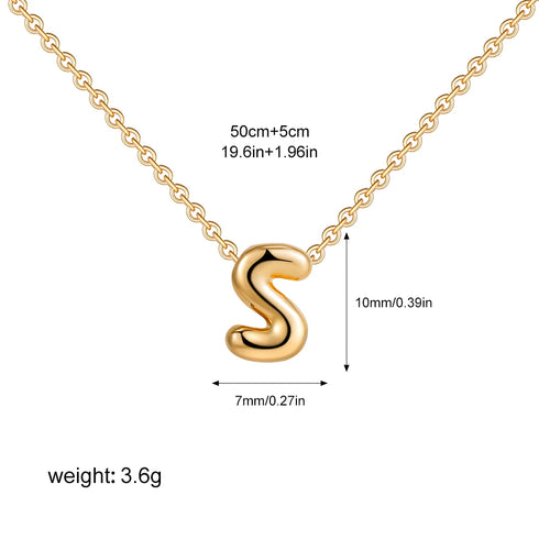 3D Bubble Initial A-Z Mini Necklace - Gold Plated