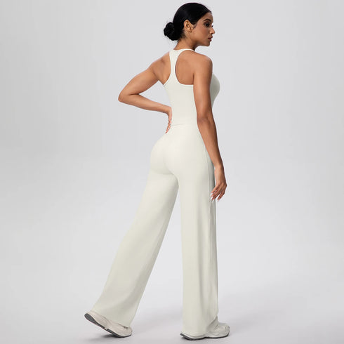 Backless Yoga Set with Wide Leg Pants