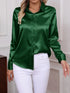Elegant Turn-down Collar Button-front Satin Long Sleeve Women's Shirt for Daily Commute And Business Casual Wear