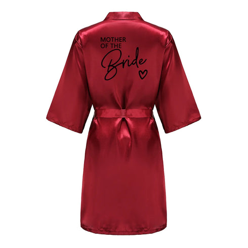 Team Bride Satin Robe with Black Letters