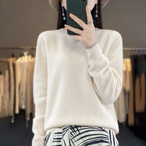 100% Merino Wool Long Sleeve Sweater for Women