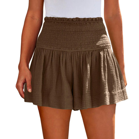 Ladies Large High Waist Casual Soft Breathable Wide Leg Shorts