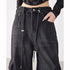 Girls Retro Streetwear Wide Leg Black Jeans