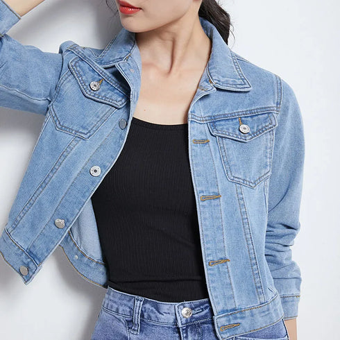 Women's Casual Denim Jacket for Spring and Autumn