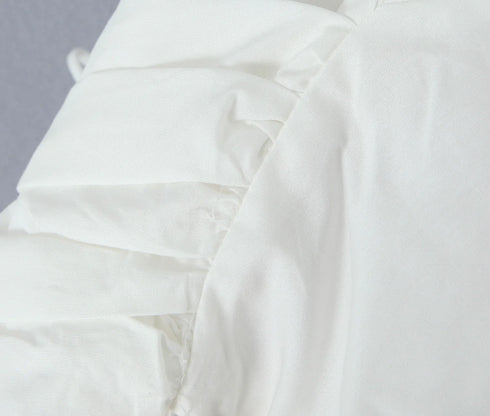 2023 Sexy Corset White Ruched Chest Square Collar Short Puff Sleeve Shirt Women Cross Lacing up Bandage Waist Bodycon Crop Tops