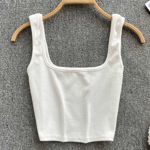 Tank Top Women Sexy Backless Y2K Slim Fit Crop Blouse