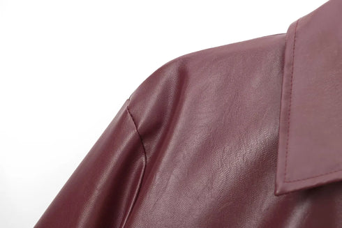 Chic Wine Red Short Jacket for Women