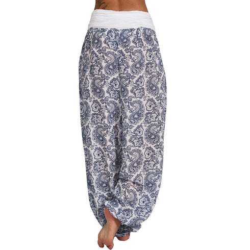 Plus Size Printed Wide Leg Harem Pants
