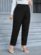 Plus Size Black Knitted Casual Trousers