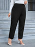 Plus Size Black Knitted Casual Trousers