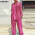 Plus Size VONDA Women Matching Sets Long Sleeve Suits