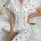 Heart Print Lace Trim Pyjama Set for Women