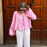 Green Linen Lace Up Long Sleeve V Neck Shirt for Women
