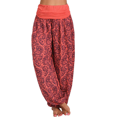 Plus Size Printed Wide Leg Harem Pants