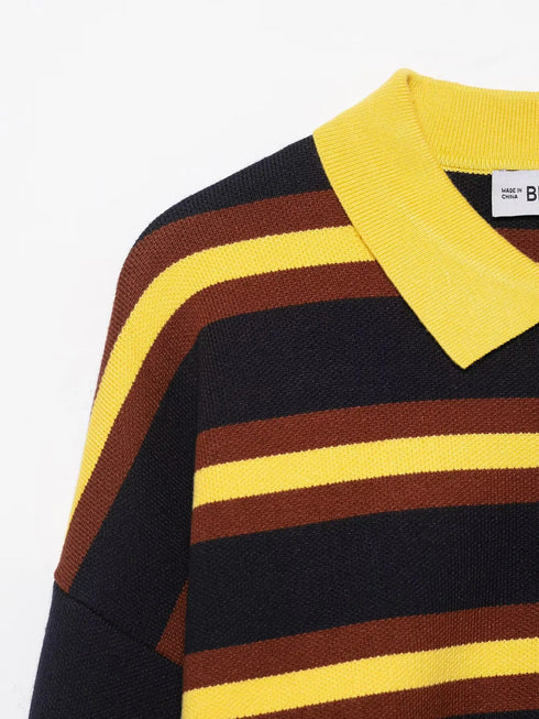 Casual Striped Knitted Pullover Sweater