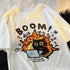 Oversized Cartoon Cat Print T-shirt for Women