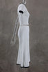 Elegant White Pleated Skirt Set with Short Sleeve Top