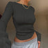 Chic Ruched Long Sleeve Crop Top for Women