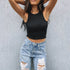 Tank Tops Sexy Crop Vest Solid Off Shoulder Summer Top
