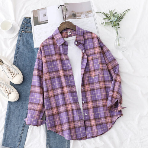 Casual Women's Flannel Plaid Shirt - Autumn Collection