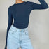 Chic Long Sleeve Women’s Crop Top with Thumb Holes - Slim Fit Casual Tee for Effortless Summer Style