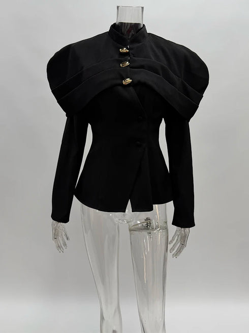 Elegant Black Blazer with Gold Buttons