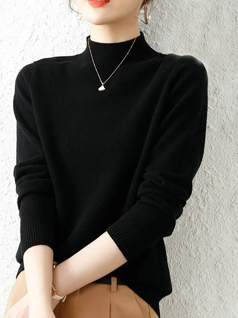 Autumn Winter Turtleneck Knitted Jumper for Women