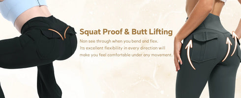 Women's High Waisted Flared Yoga Pants with Pockets
