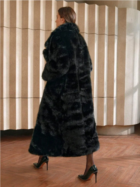Eco Faux Fur Coat for Women - Stylish Gradient Jacket