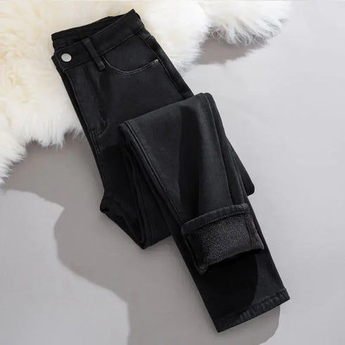 Retro Blue Slim Fit Stretch Tapered Jeans for Women