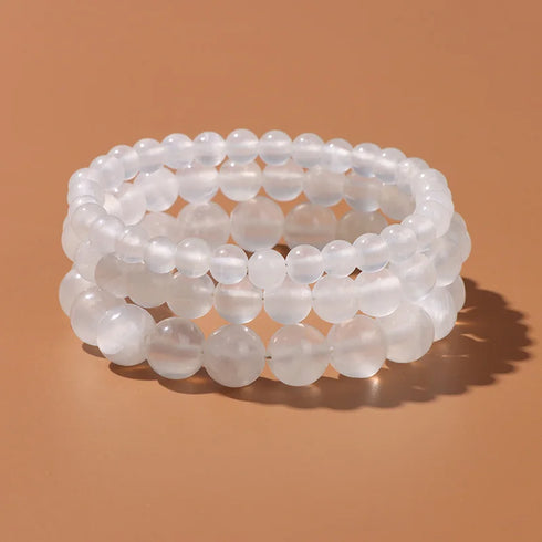 Selenite Gypsum Stone Stretch Bracelet