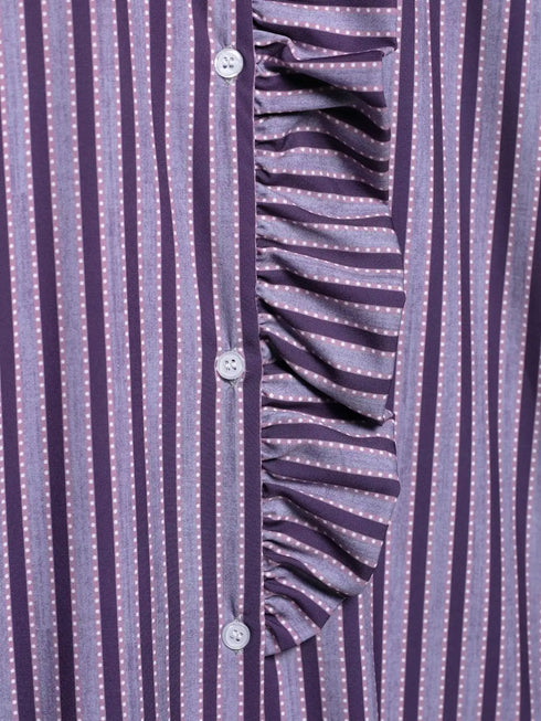 Elegant Purple Plaid Ruffled Blouse for Women