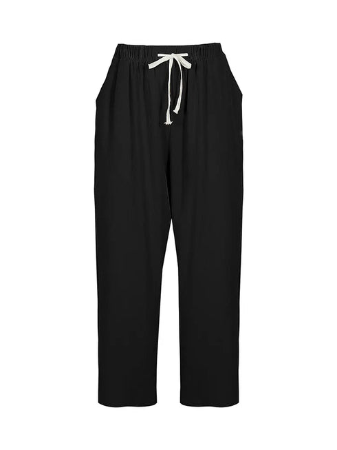 Plus Size Solid Drawstring Women's Ankle-Length Pants