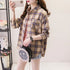 Loose Fit Cotton Plaid Shirt for Women