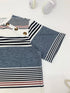 Plus size women's elegant short-sleeved top casual round neck T-shirt with fake buttons striped knitted fabric