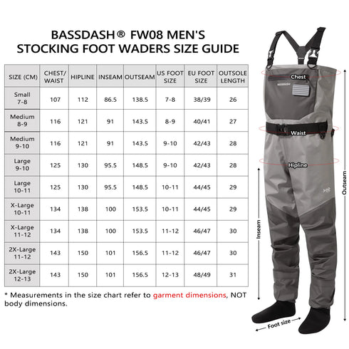 BASSDASH Lightweight Breathable Fishing Waders for Men