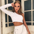 One Shoulder White Crop Top for Women