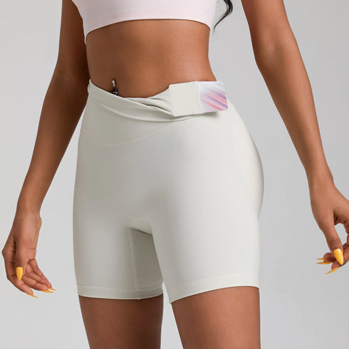 Solid Colour High Waist Yoga Shorts for Women