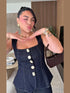Women’s Vintage Denim Top and Pant Set