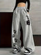 Women's Plus-Size Casual Cat Paw Print Sweatpants